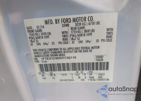 2014 Ford F-150 Stx from USA, damaged, VIN 1FTEX1CMXEFC92119